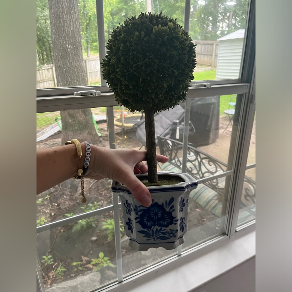 Vintage chinoiserie planter with optional topiary tree